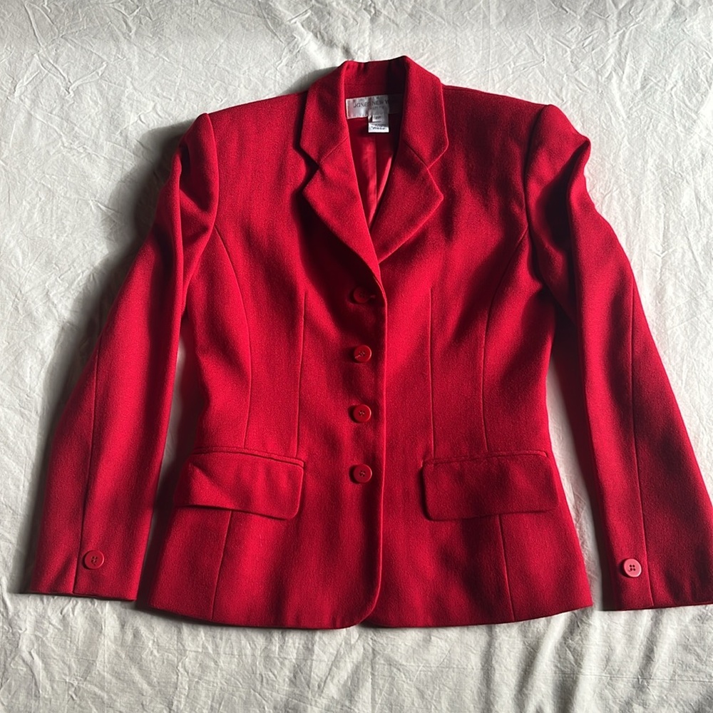 Vintage Jones New York Blazer Wool Red Petite 2